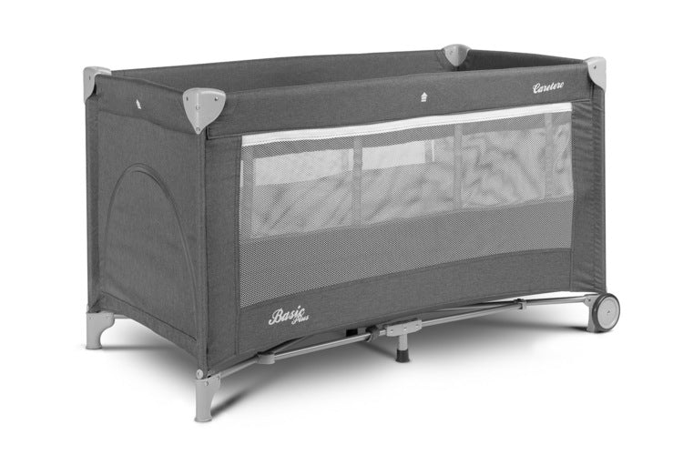 Foldable Travel Cot Basic Plus Graphite 2 Levels Caretero