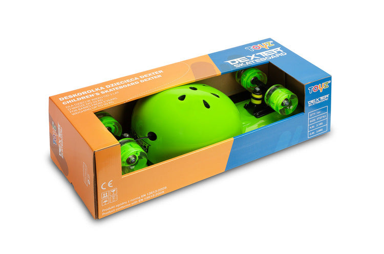 Skateboard Dexter Green + Casca Si Protectoare Caretero Toyz