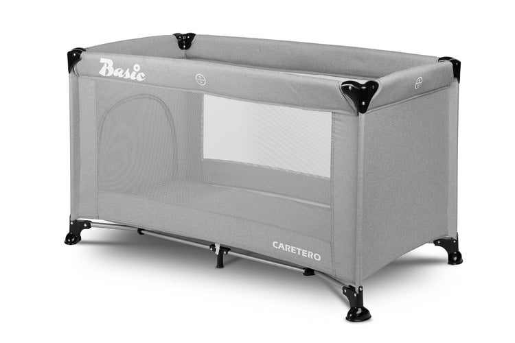 Foldable travel cot 1 level Basic Grey Caretero