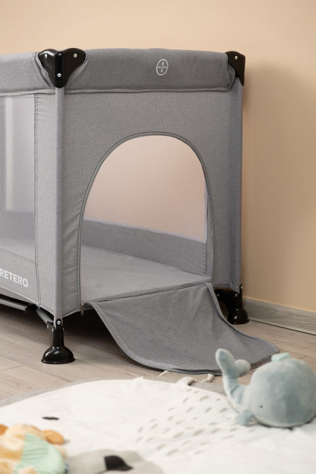 Foldable travel cot 1 level Basic Grey Caretero