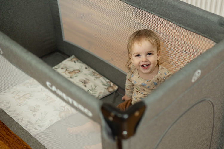 Folding playpen with drop side Esti Grey Caretero