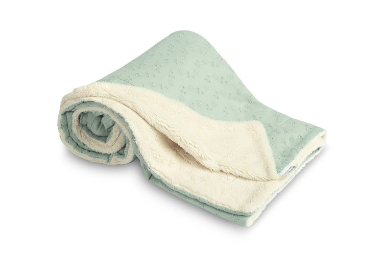 Blanket With Lace And Plush 80x100cm Mint