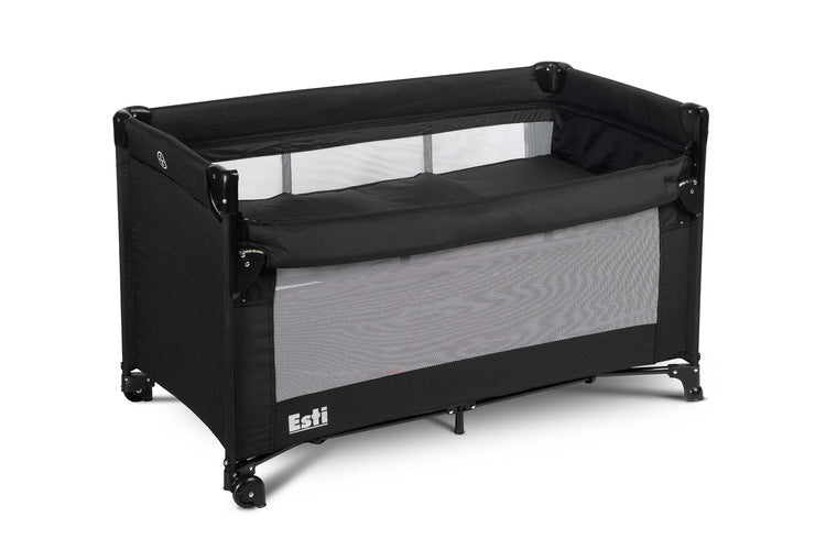 Foldable Playpen 2 Levels With Drop Side Esti Black Caretero