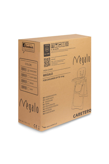 Столче За Хранене Megalo Dark Grey Caretero