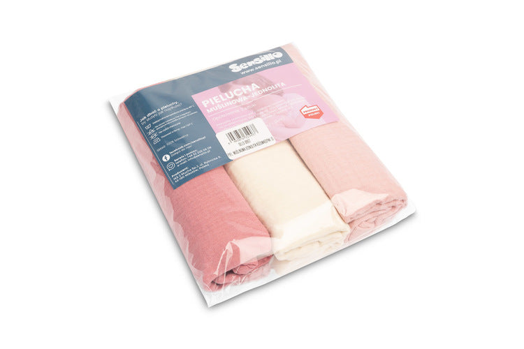 Muslin Diapers Uniform Pink 3 Pieces 60x80cm
