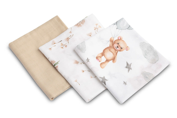 Muslin Diapers Beige Bear 3 Pieces 70x80 Cm