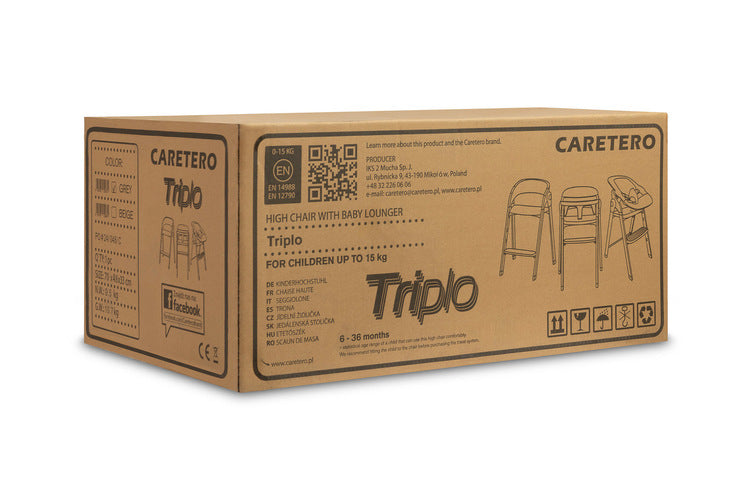 Столче За Хранене Triplo 3в1 Grey Caretero