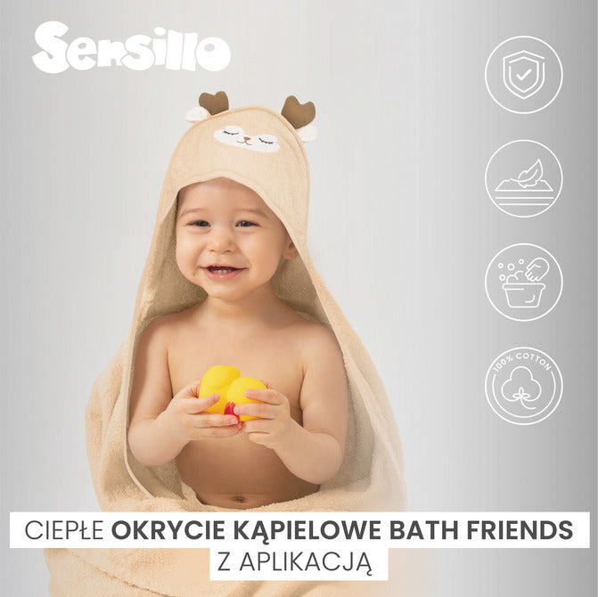 Baby Towel With Hood 100X100 Cm Deer Beige Sensillo