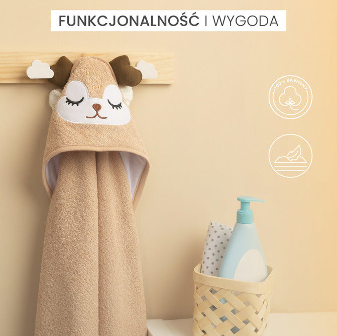 Baby Towel With Hood 100X100 Cm Deer Beige Sensillo