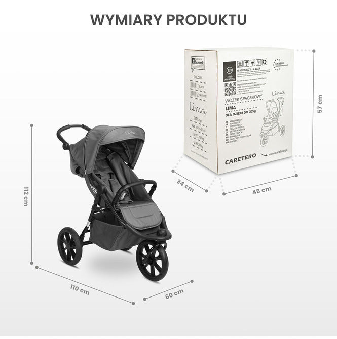 Детска Количка Lima Graphite Caretero