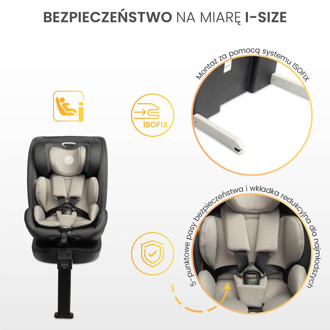 Scaun auto Fortis i-Size IsoFix 0-36kg Gri Caretero