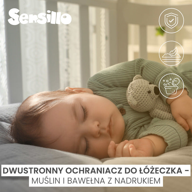 Bed Bumper Teddy Bear Gray Sensillo