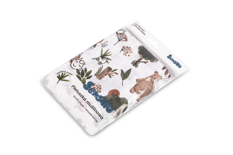 Pătură de muselină cu animale de pădure 120x120 Eg-0155 Sensillo