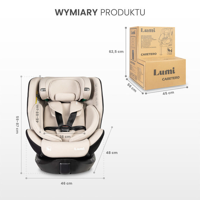 Lumi I-Size Детско Столче За Кола Светлосиво (40-150) Caretero