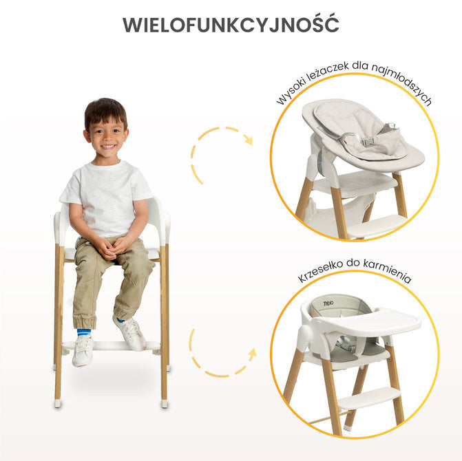 Столче За Хранене Triplo 3в1 Grey Caretero