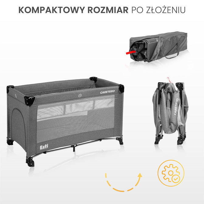 Folding playpen with drop side Esti Grey Caretero