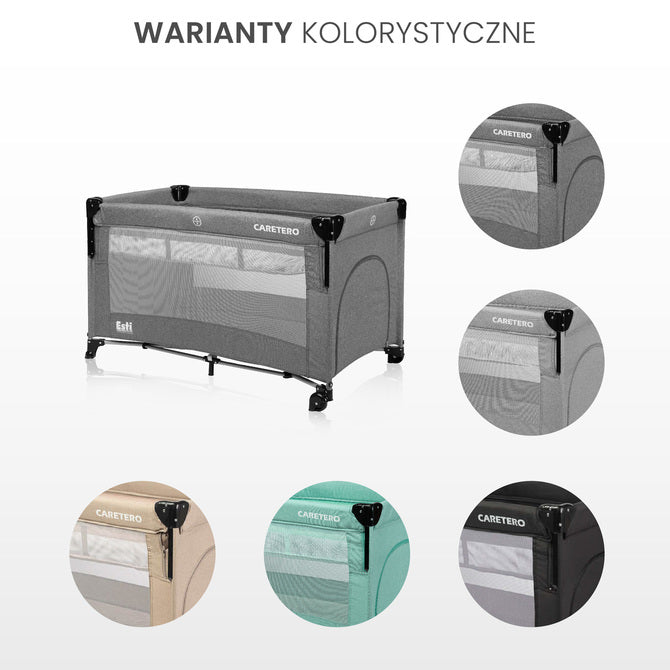 Folding playpen with drop side Esti Grey Caretero