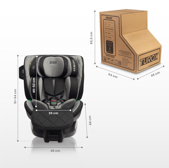 Scaun Auto Turox i-Size IsoFix 0-36kg Gri Caretero