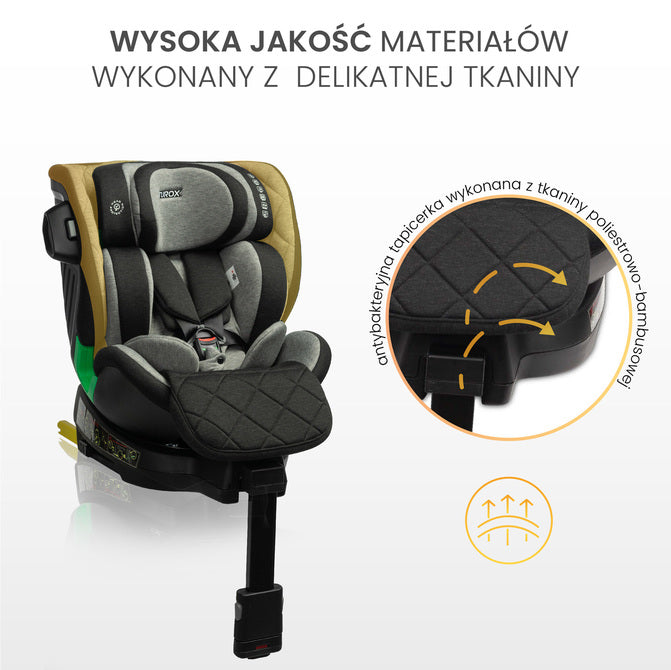 Столче За Кола Turox i-Size IsoFix 0-36Кг Khaki Caretero