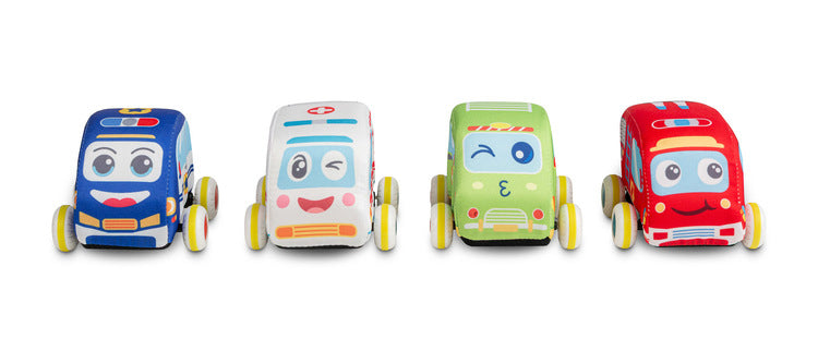 Образователна Играчка Плюшени Колички 4 Броя С Пътна Постелка И Чанта 12 + Toyz