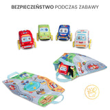 Образователна Играчка Плюшени Колички 4 Броя С Пътна Постелка И Чанта 12 + Toyz