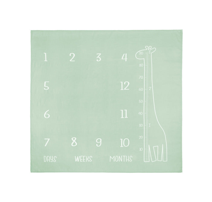 Muslin Photo Mat Giraffe Mint 120x120cm