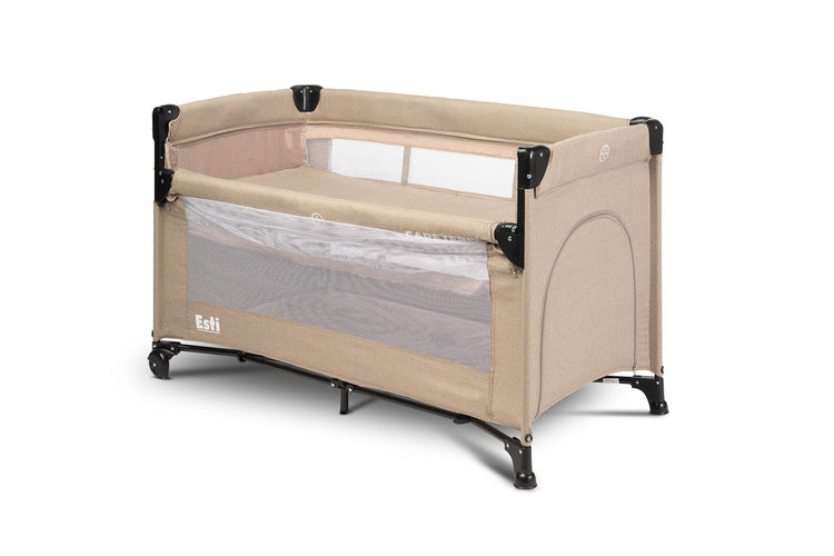 Foldable Playpen 2 Levels With Drop Side Esti Brown Caretero