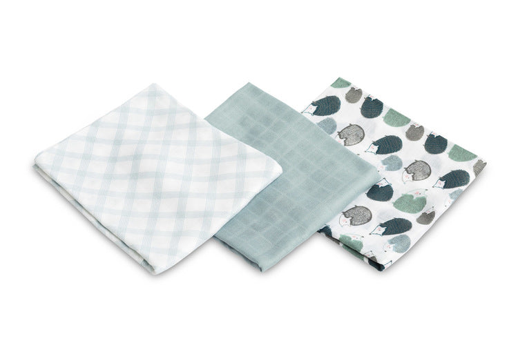 Bamboo Diapers 3 Pieces Hedgehogs Blue 70X80 Sensillo