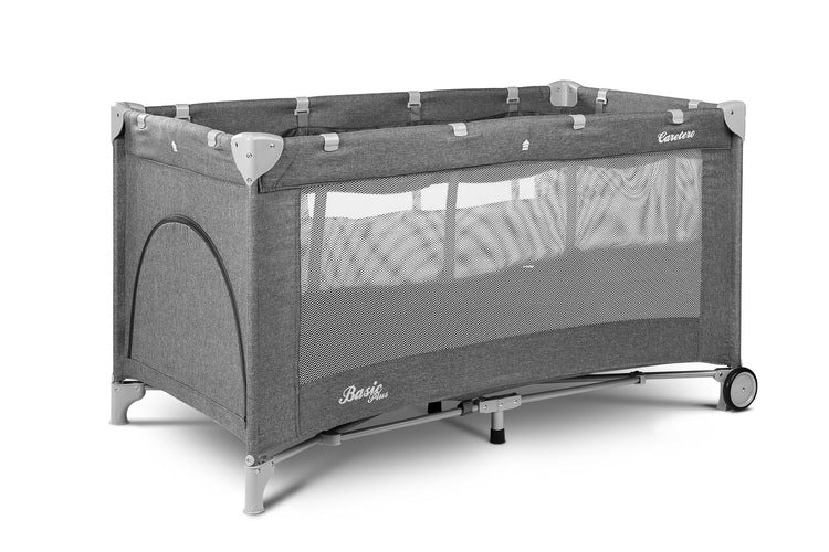 Foldable Travel Cot Basic Plus Graphite 2 Levels Caretero