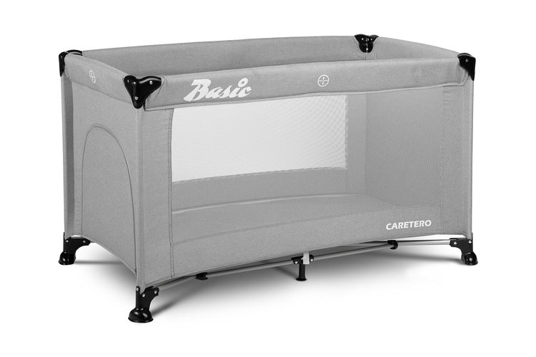 Foldable travel cot 1 level Basic Grey Caretero