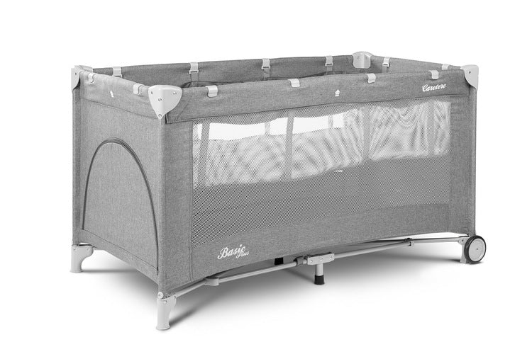 Foldable travel cot 2 levels Basic Light Grey Caretero