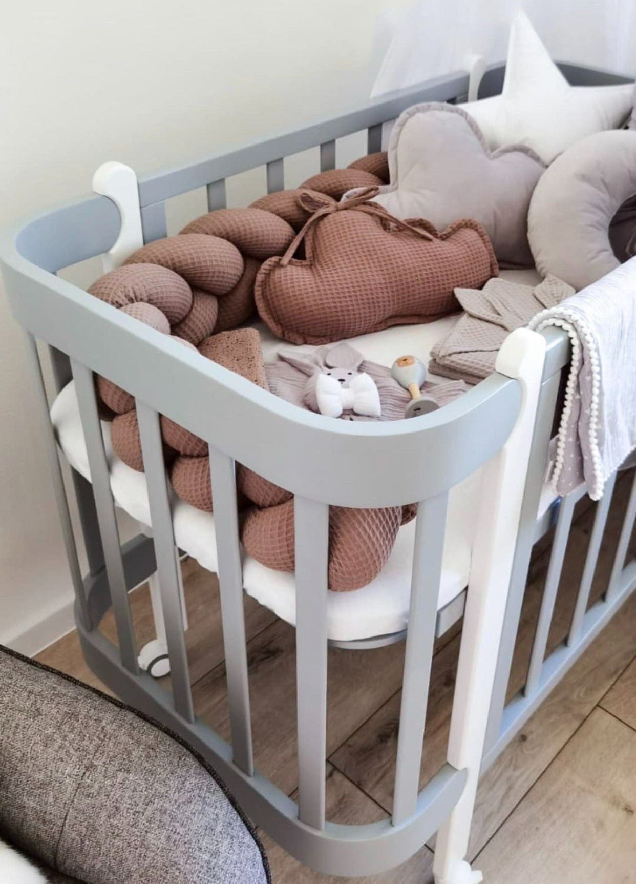 Трансформиращо Легло 5в1 Nika 60x95/60x120см Натур + Сив  Ingvart