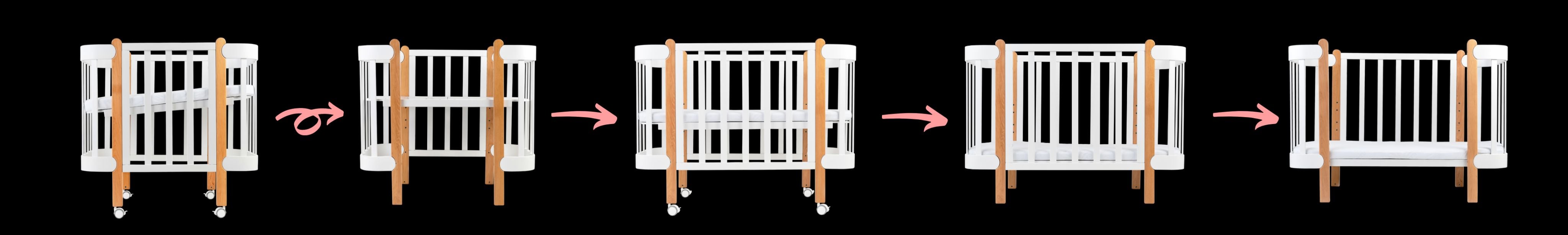 Трансформиращо Легло 5в1 Nika 60x95/60x120см Натур + Сив  Ingvart