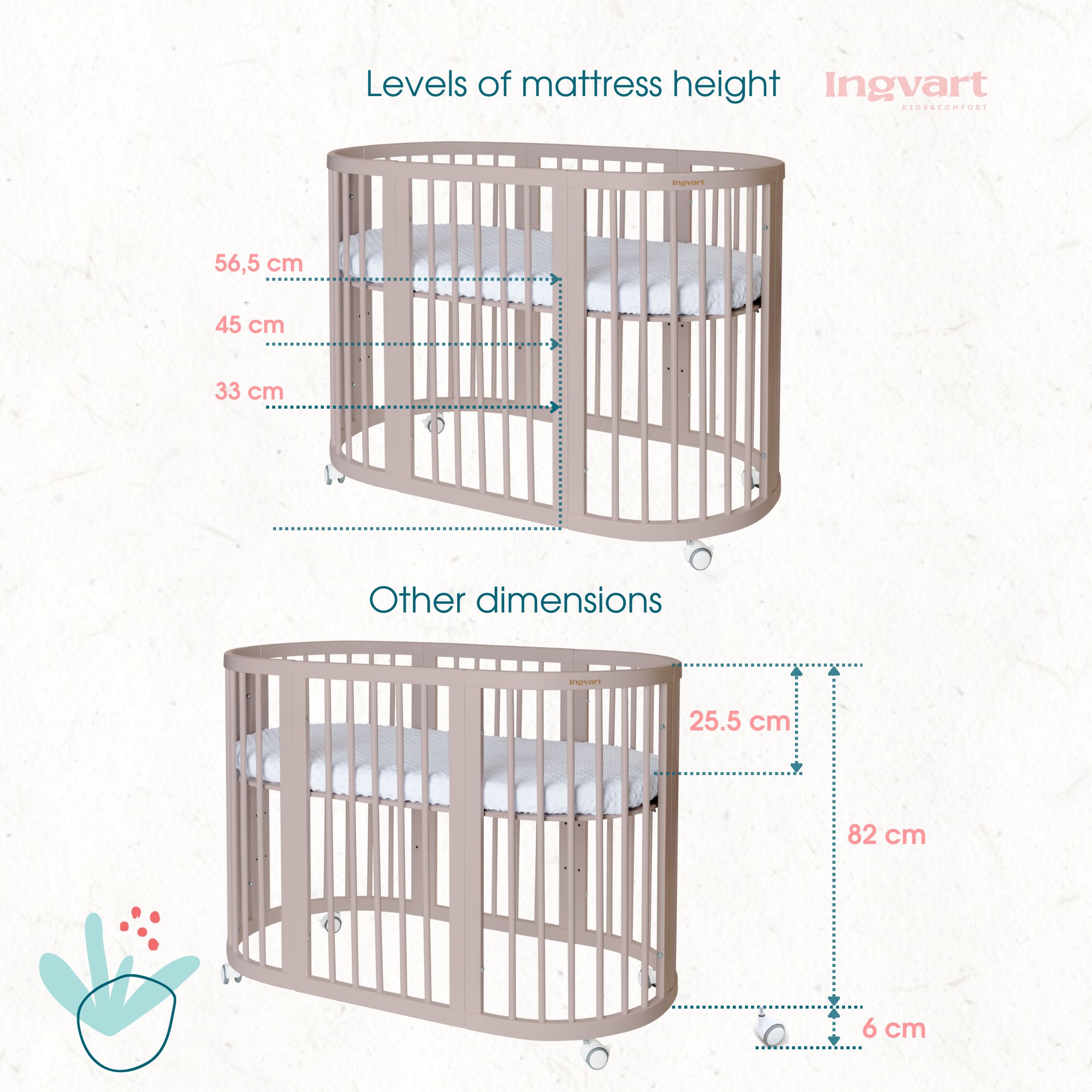 Трансформиращо Легло 9в1 Smart 60x72/60x120/60x168см Сив Ingvart