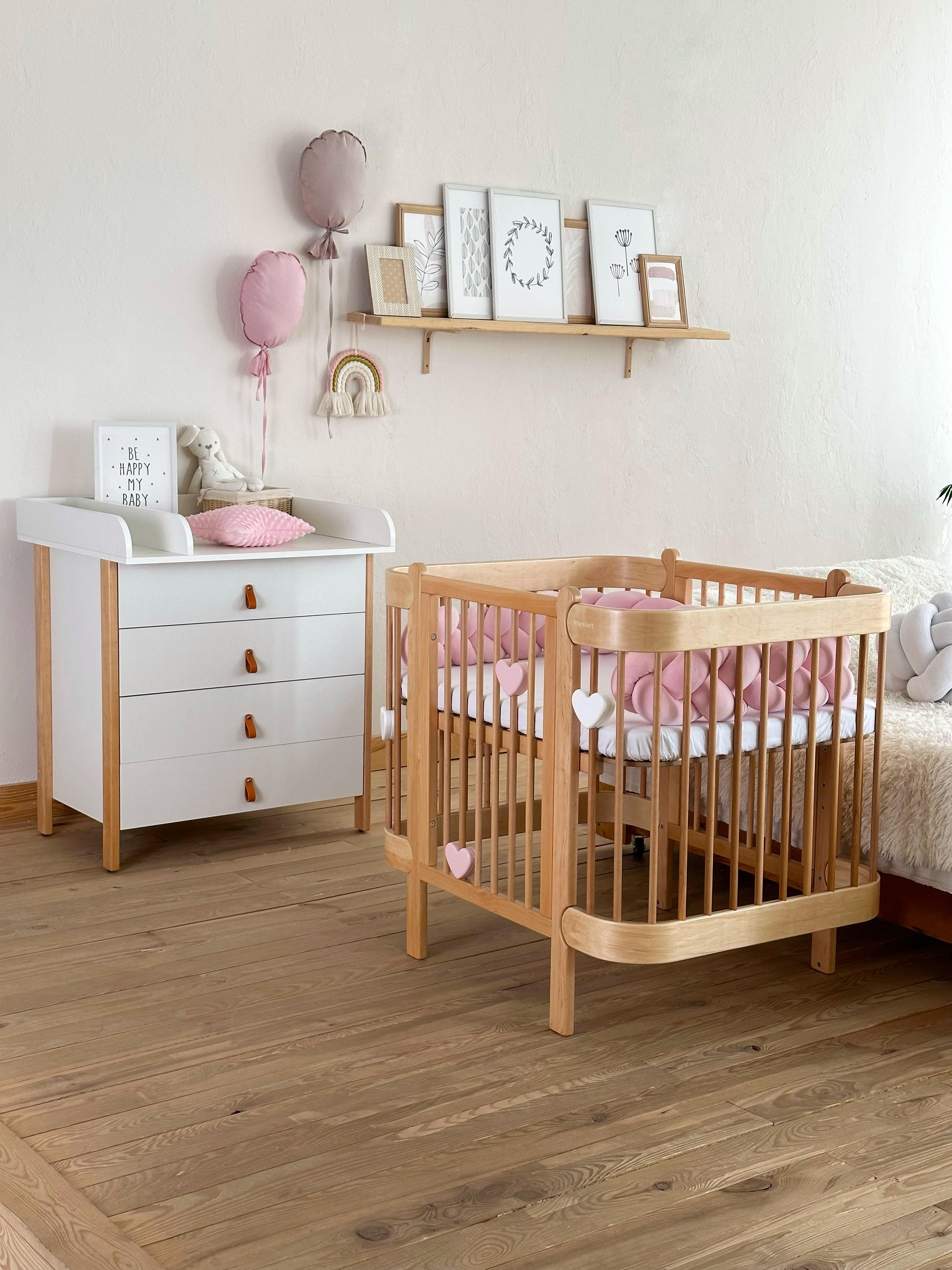 Трансформиращо Легло 5в1 Nika 60x95/60x120см Сив + Натур Ingvart