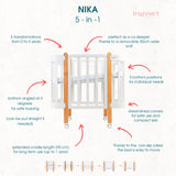 Трансформиращо Легло 5в1 Nika 60x95/60x120см Сив Ingvart