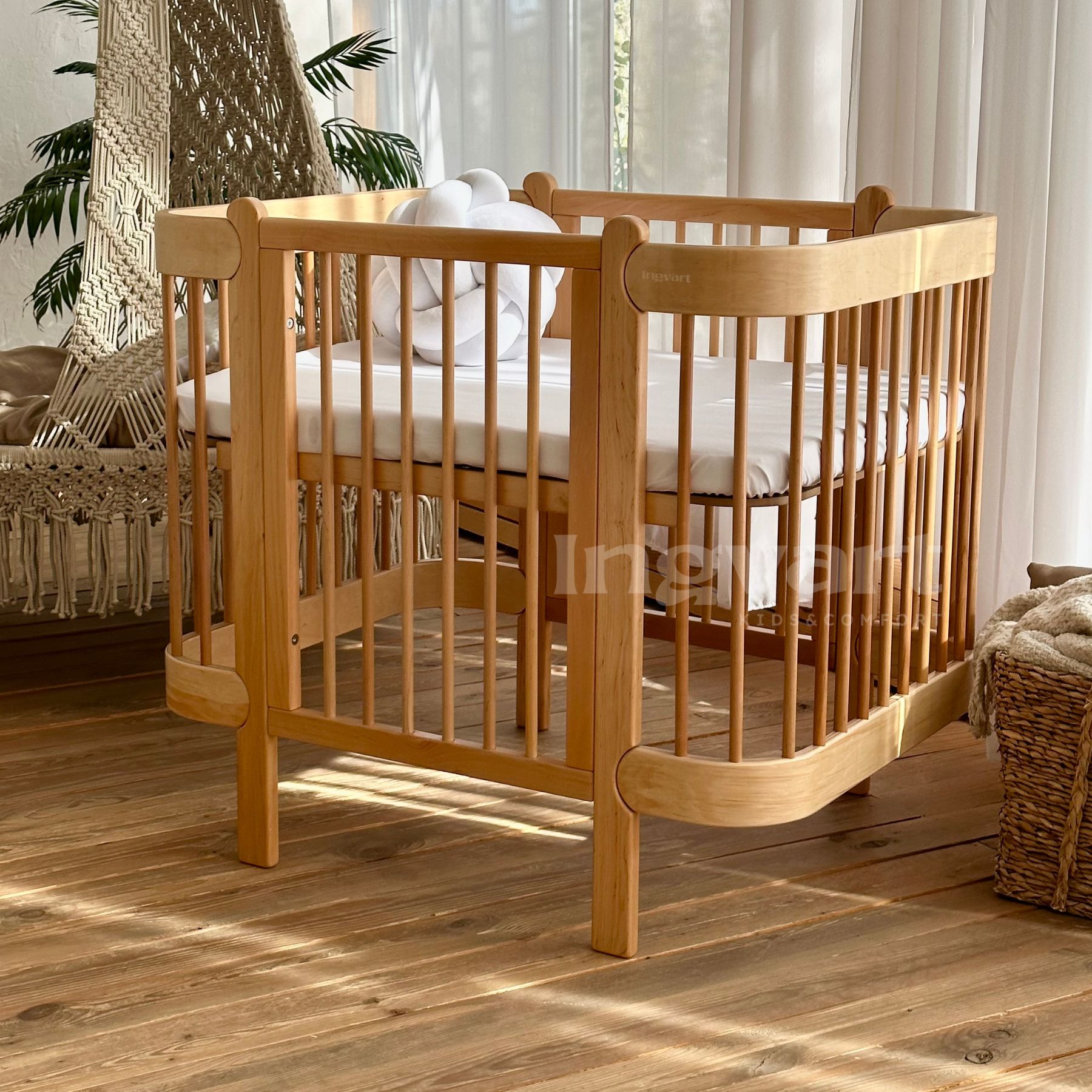 Трансформиращо Легло 5в1 Nika 60x95/60x120см Сив Ingvart