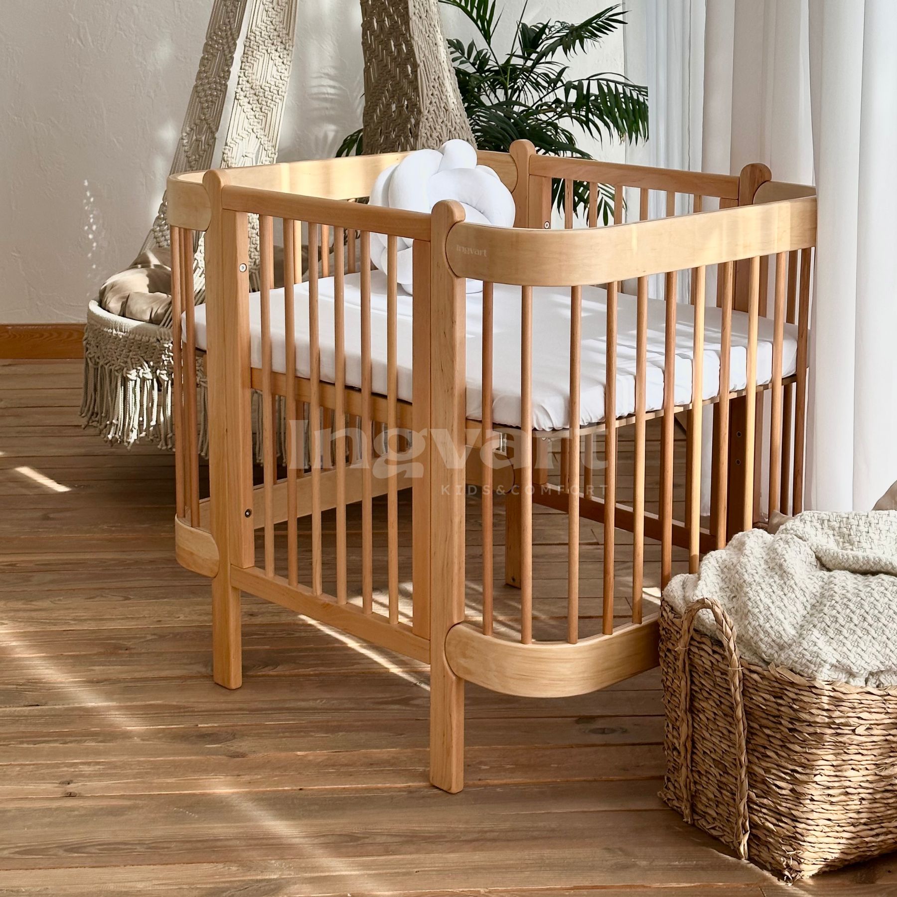 Трансформиращо Легло 5в1 Nika 60x95/60x120см Сив Ingvart