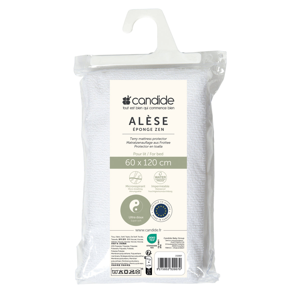 Zen Mattress Protector With Bamboo Cover 60X120Cm White Candide