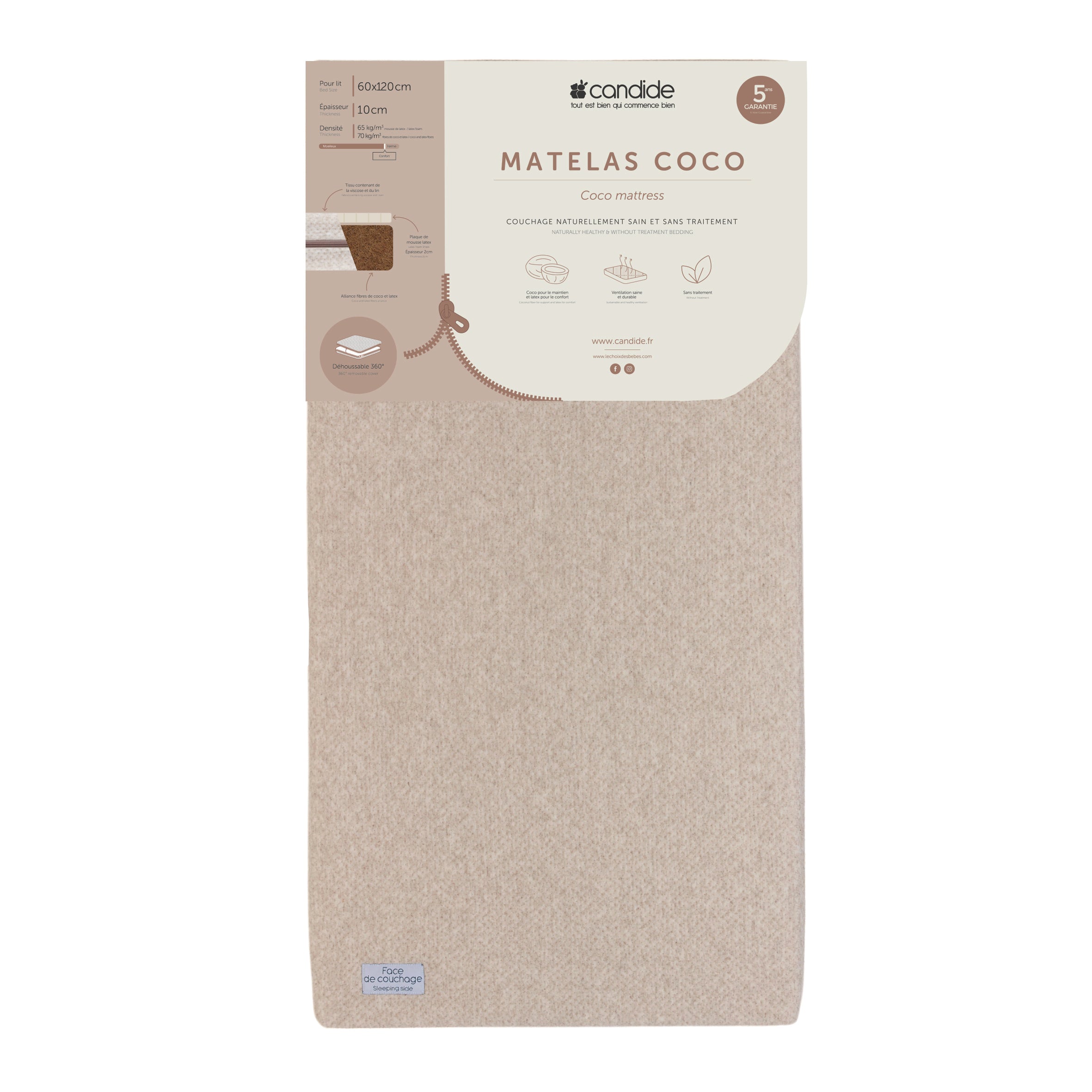 Saltea Organic Coco Comfort+ pentru pat 60X120Cm (grosime 11Cm) Candide 