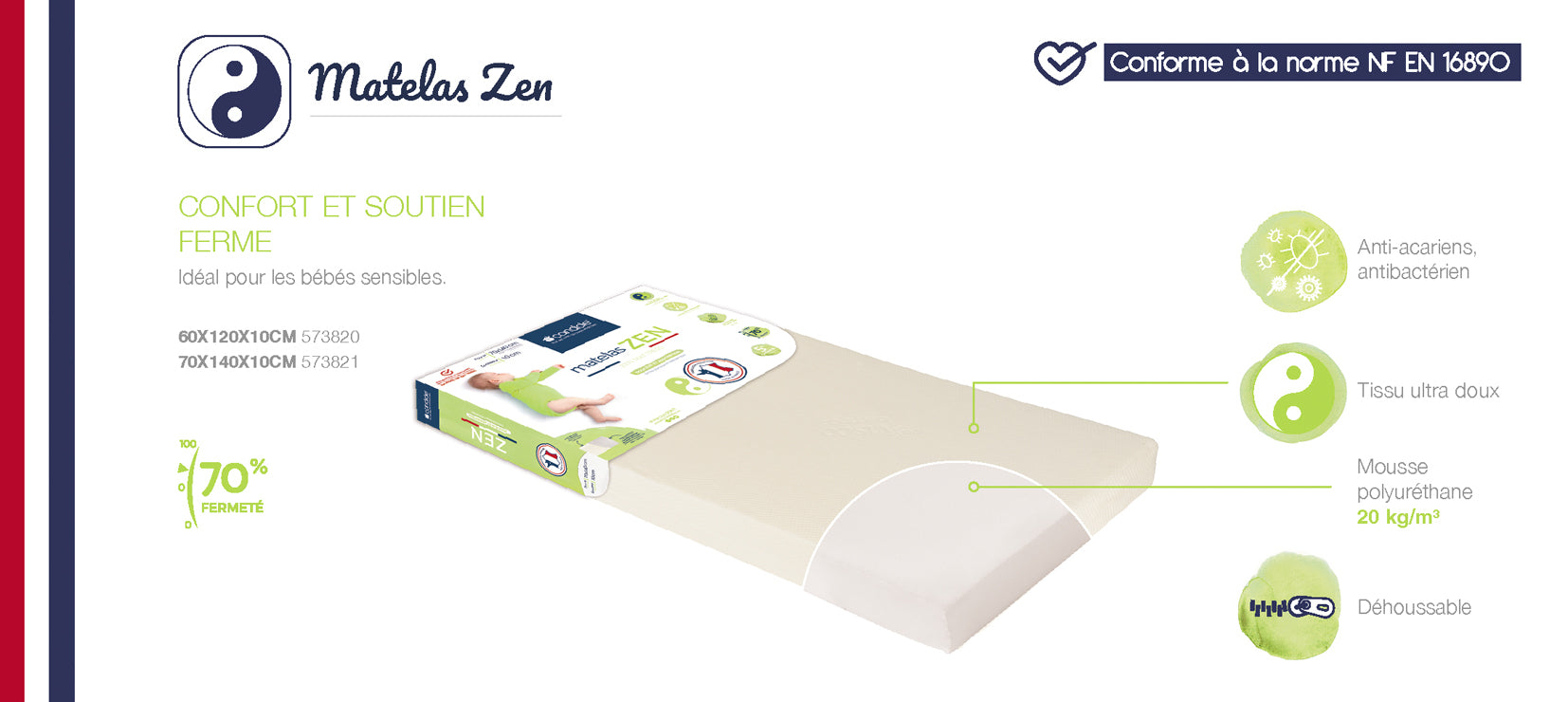 Матрак Дзен с бамбуково покритие За Легло 60X120См (10См Дебелина) Candide