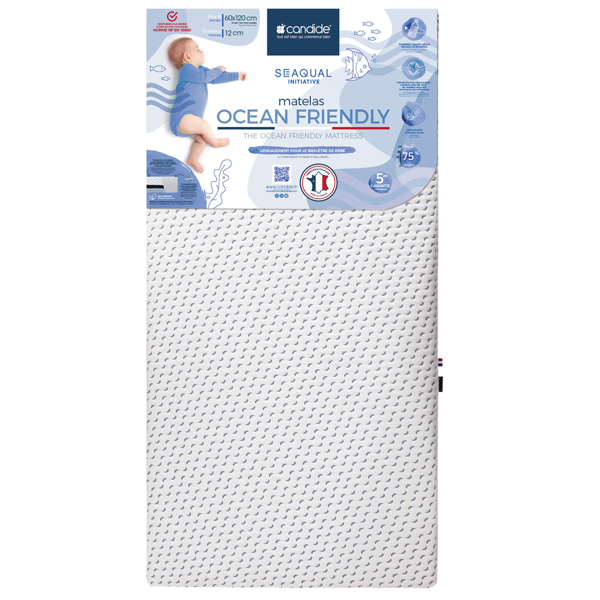 Матрак Ocean Friendly изработен от рециклирана пластмаса, събрана от океана 60X120См (13См Дебелина) Candide