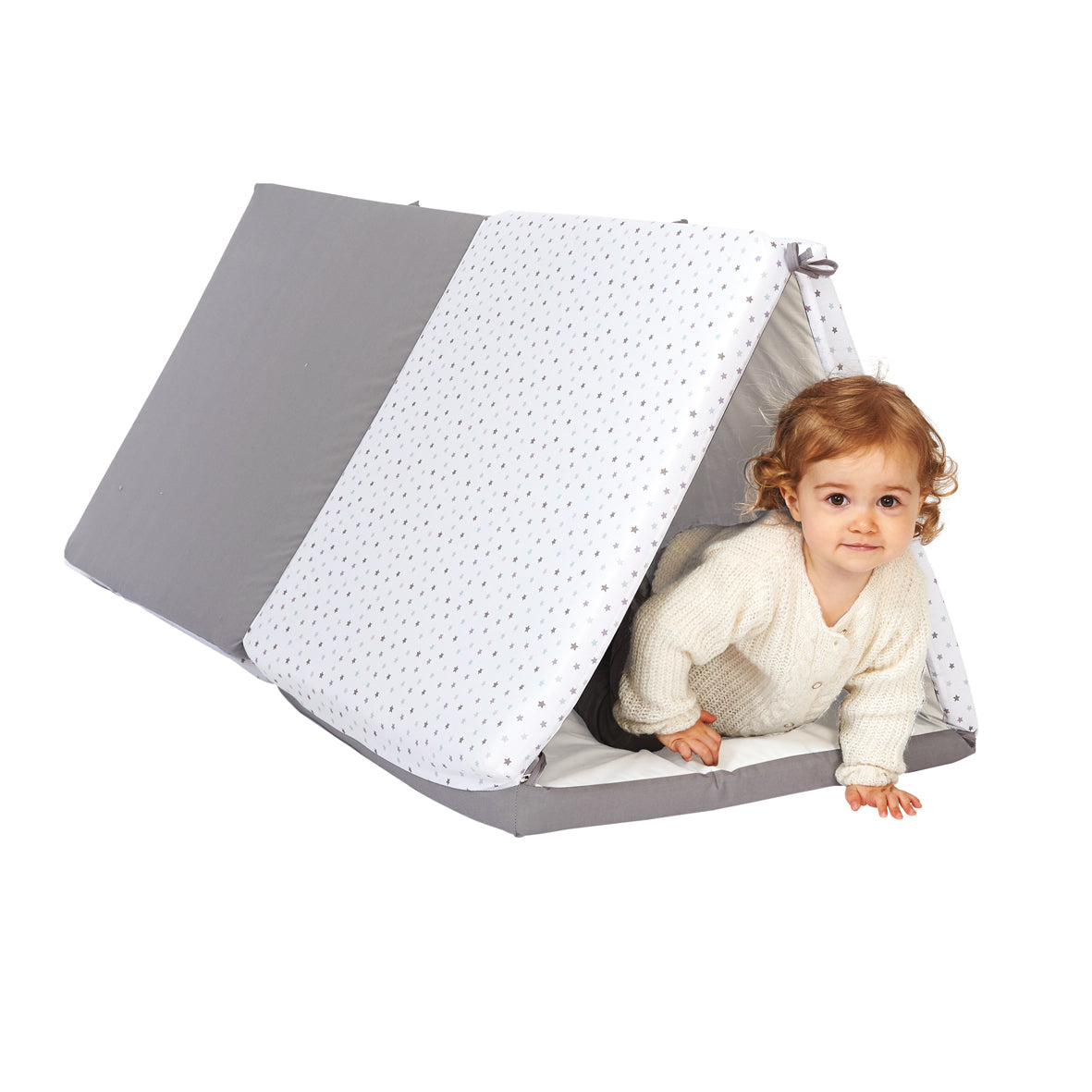 Интелигентна Постелка 5В1-Постелка За Игра, Подвижен Матрак, Барбарон, Тунел И Къща Сиво/Бяла Candide