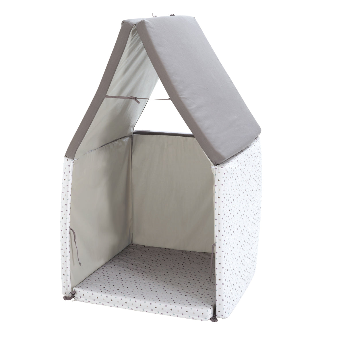 Интелигентна Постелка 5В1-Постелка За Игра, Подвижен Матрак, Барбарон, Тунел И Къща Сиво/Бяла Candide