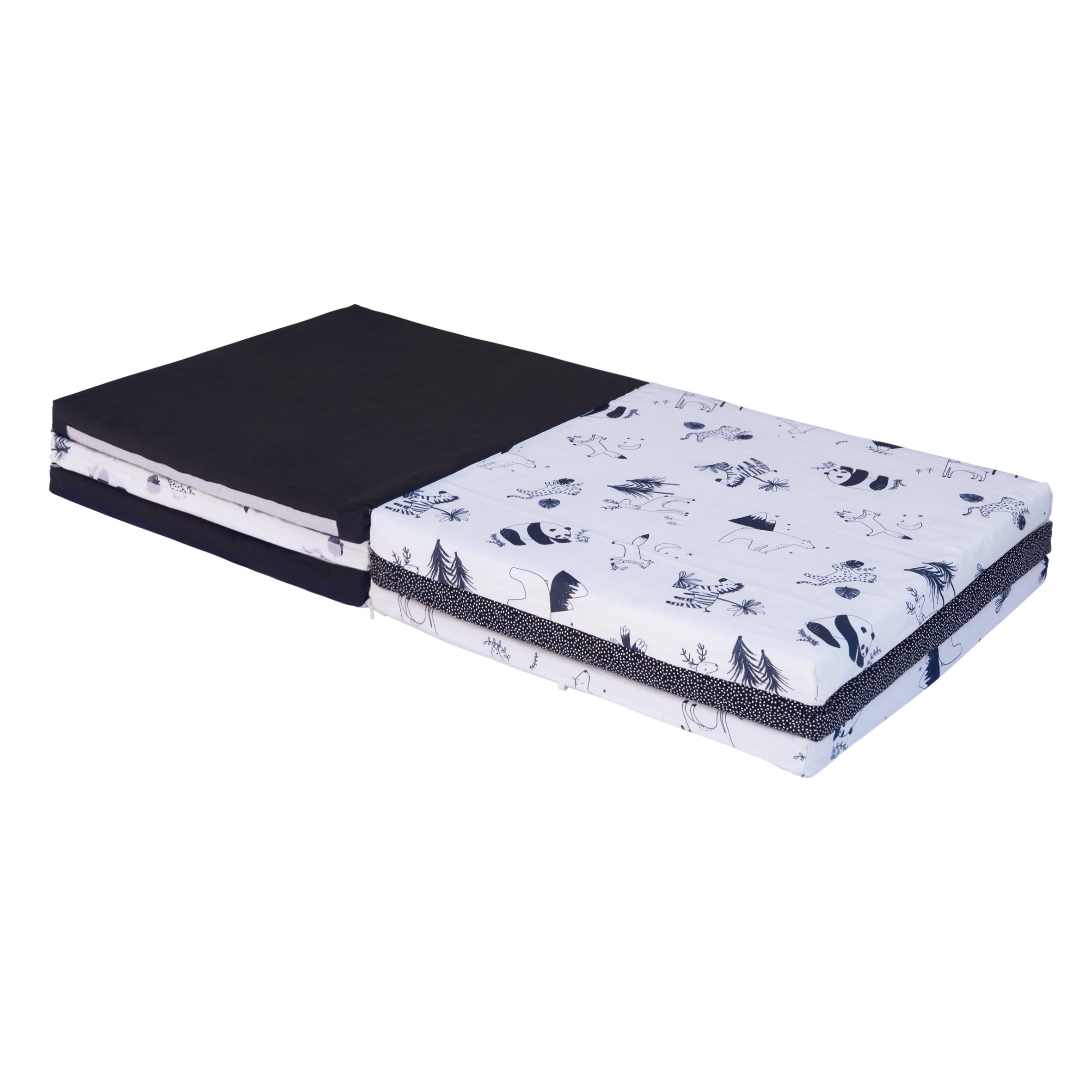 Интелигентна Постелка 5В1-Постелка За Игра, Подвижен Матрак, Барбарон, Тунел И Къща Черно/Бяла Candide