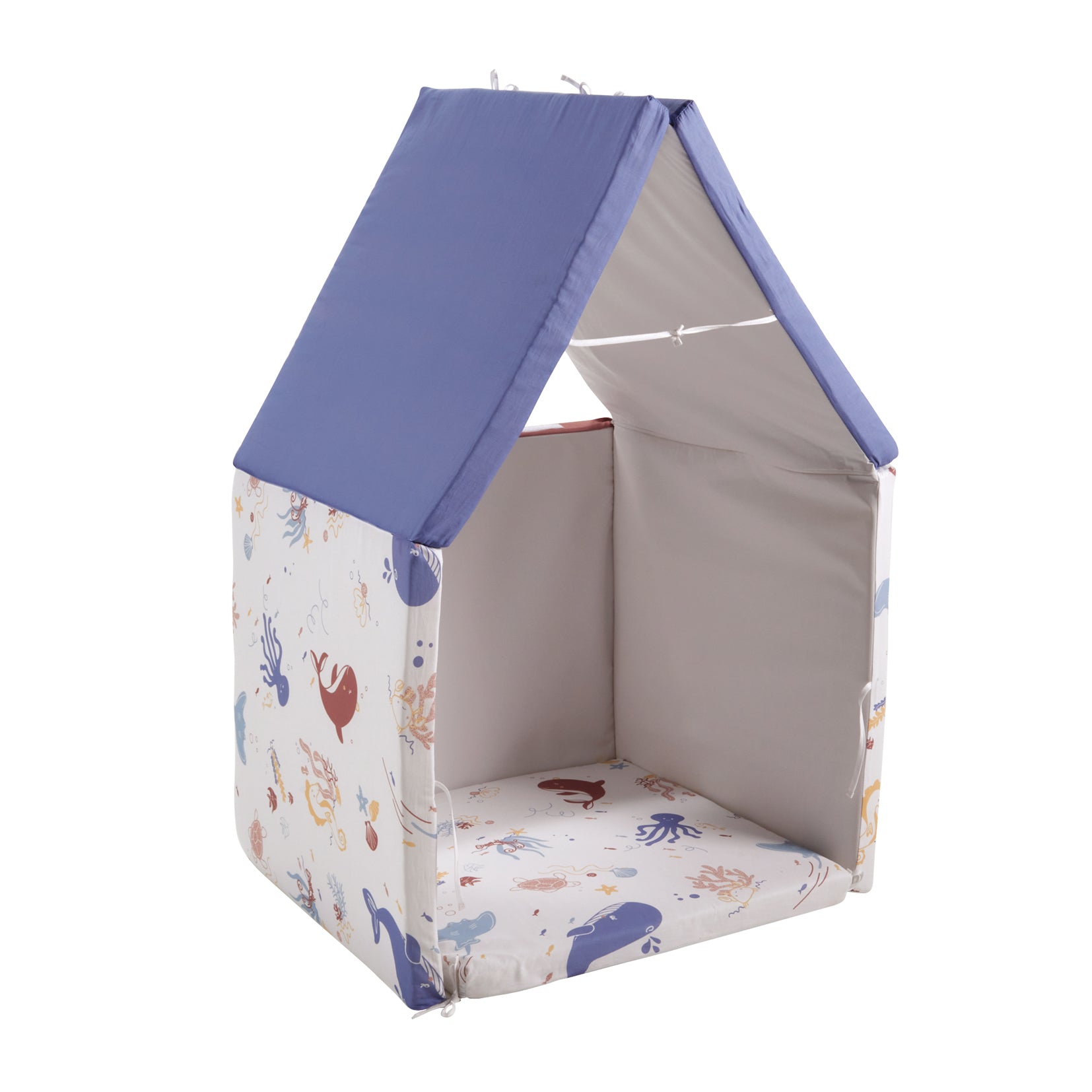 Интелигентна Постелка 5в1 Морски Свят -Постелка За Игра, Подвижен Матрак, Барбарон, Тунел и Къща Tineo