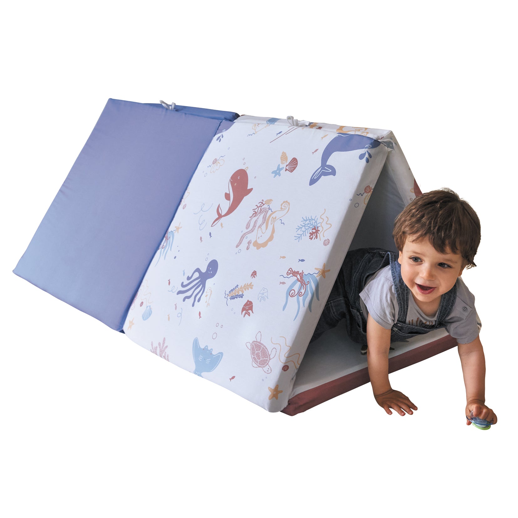 Интелигентна Постелка 5в1 Морски Свят -Постелка За Игра, Подвижен Матрак, Барбарон, Тунел и Къща Tineo