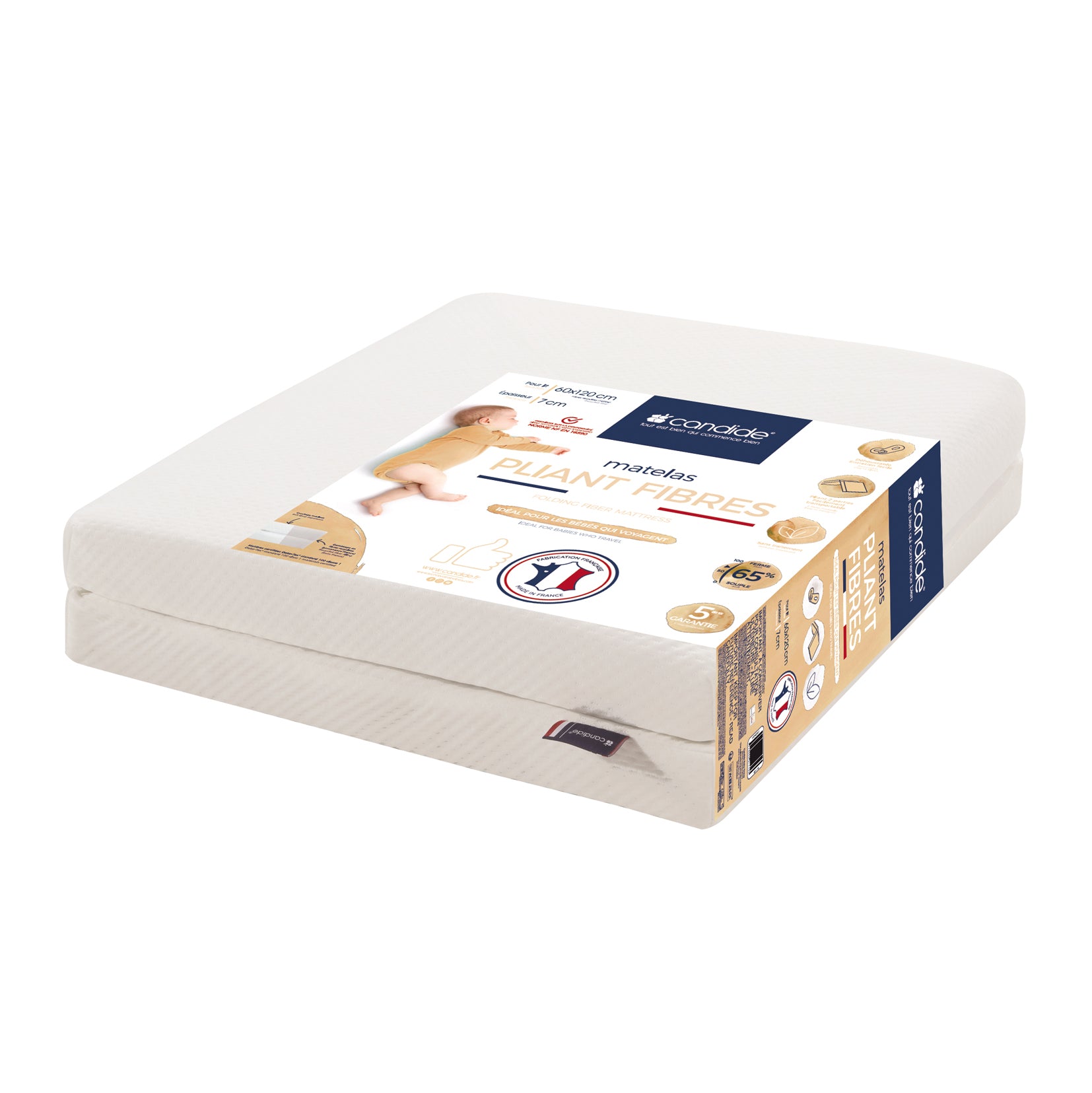 Saltea Eco Pliabila cu husa din fibra vegetala 60x120 (7cm grosime) Candide