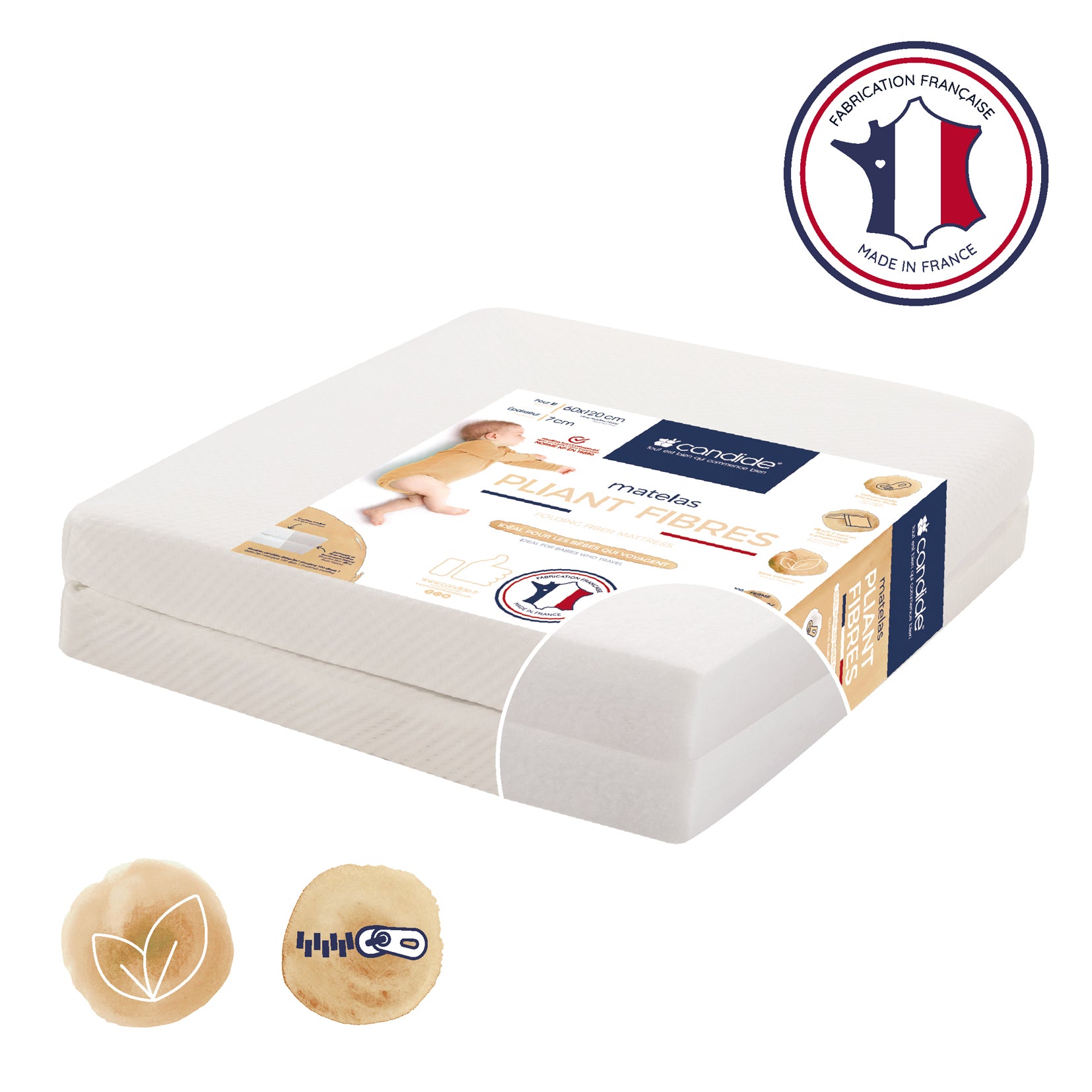 Еко Сгъваем матрак с покритие от растителни фибри 60x120 (7См Дебелина) Candide