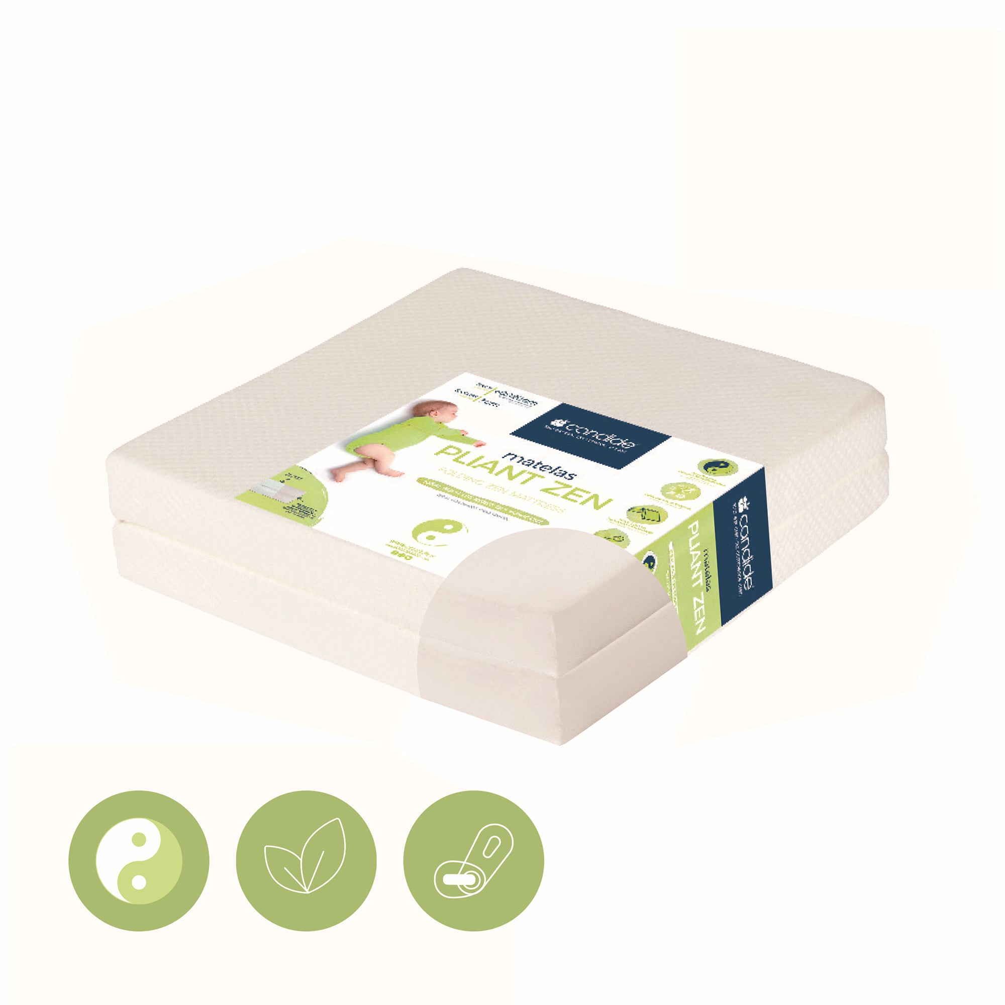 Сгъваем Бебешки Матрак 2 Части Дзен С Бамбуково Покритие 60x120См (7См Дебелина) Candide